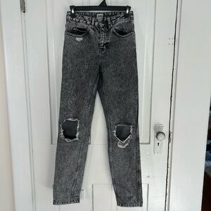 ASOS Black Acid Wash Skinny Jeans with Knee Rips